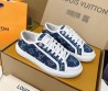 Женские текстильные кеды Louis Vuitton синие с логотипами 2025