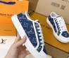 Женские текстильные кеды Louis Vuitton синие с логотипами 2025