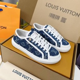 Женские текстильные кеды Louis Vuitton синие с логотипами 2025