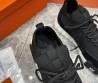 Мужские текстильные кроссовки Hermes черные с замшевыми элементами 2025