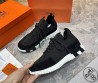 Мужские текстильные кроссовки Hermes черные с замшевыми элементами 2025