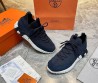 Мужские текстильные кроссовки Hermes синие с замшевыми элементами 2025