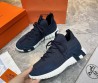 Мужские текстильные кроссовки Hermes синие с замшевыми элементами 2025