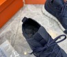 Мужские текстильные кроссовки Hermes синие с замшевыми элементами 2025