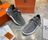 Мужские текстильные кроссовки Hermes серые с замшевыми элементами 2025