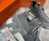 Мужские текстильные кроссовки Hermes серые с замшевыми элементами 2025