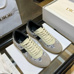 Женские комбинированные кеды Christian Dior серо-голубые 2025