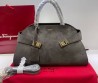 Женская замшевая сумка Salvatore Ferragamo серая 38х24 2025