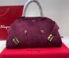 Женская замшевая сумка Salvatore Ferragamo бордовая 38х24 2025