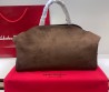 Женская замшевая сумка Salvatore Ferragamo коричневая 38х24 2025