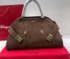Женская замшевая сумка Salvatore Ferragamo коричневая 38х24 2025