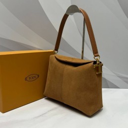 Женская замшевая сумка Tod's коричневая 24х17х9 2025