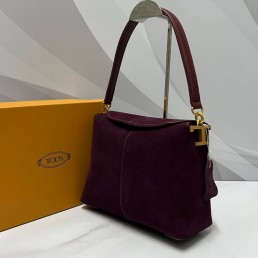 Женская замшевая сумка Tod's бордовая 24х17х9 2025