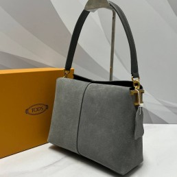 Женская замшевая сумка Tod's серая 24х17х9 2025