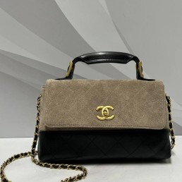Женская комбинированная сумка Chanel черная с серым 28х17х7 2025
