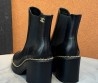 Женские кожаные ботинки Chanel черные каблук 8 см 2025