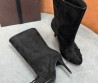 Женские замшевые ботильоны Alaia черные с бантиком каблук 9 см 2025