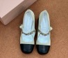 Женские комбинированные туфли Miu Miu бежевые с черным 2025