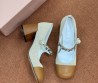 Женские комбинированные туфли Miu Miu бежевые с коричневым 2025