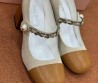 Женские комбинированные туфли Miu Miu бежевые с коричневым 2025