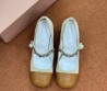 Женские комбинированные туфли Miu Miu бежевые с коричневым 2025