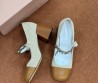 Женские комбинированные туфли Miu Miu бежевые с коричневым 2025