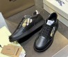 Мужские кожаные кроссовки Burberry черные с бежевыми текстильными вставками 2025