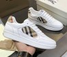 Мужские кожаные кроссовки Burberry белые с бежевыми текстильными вставками 2025