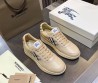 Мужские кожаные кроссовки Burberry бежевые с текстильными вставками 2025