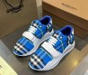 Мужские текстильные кроссовки Burberry синие с белым в клетку 2025