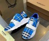 Мужские текстильные кроссовки Burberry синие с белым в клетку 2025