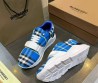 Мужские текстильные кроссовки Burberry синие с белым в клетку 2025