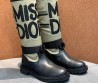 Женские кожаные сапоги Christian Dior Miss Dior черные с бежевым 2025