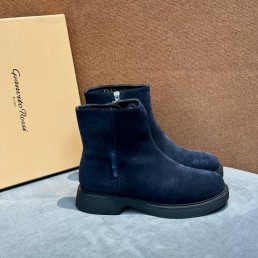 Женские замшевые ботинки Gianvito Rossi синие на меху 2025