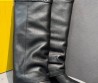 Женские высокие кожаные сапоги Fendi черные с квадратным носком каблук 6 см 2025
