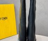 Женские высокие кожаные сапоги Fendi черные с квадратным носком каблук 6 см 2025
