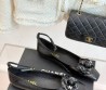 Женские кожаные балетки Chanel черные с цветком 2025