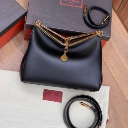 Женская кожаная сумка Etro 28х20х11 черная 2025