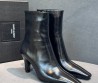 Женские кожаные ботильоны Saint Laurent Jill черные глянцевые каблук 7 см 2025