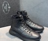 Мужские кожаные ботинки Prada на меху черные 2025