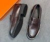 Мужские кожаные лоферы Hermes коричневые 2025