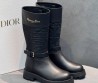 Женские кожаные сапоги Christian Dior черные со вставкой из нейлона 2025