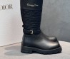 Женские кожаные сапоги Christian Dior черные со вставкой из нейлона 2025