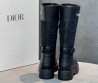 Женские кожаные сапоги Christian Dior черные со вставкой из нейлона 2025