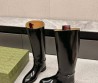 Женские кожаные сапоги Gucci черные глянцевые 2025