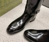 Женские кожаные сапоги Gucci черные глянцевые 2025