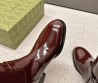 Женские кожаные сапоги Gucci бордовые глянцевые 2025