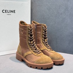 Женские комбинированные ботинки Celine Margaret коричневые 2025