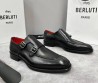 Мужские кожаные туфли Berluti черные с пряжками 2025
