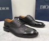 Мужские кожаные туфли Christian Dior черные с глянцевым носком 2025
